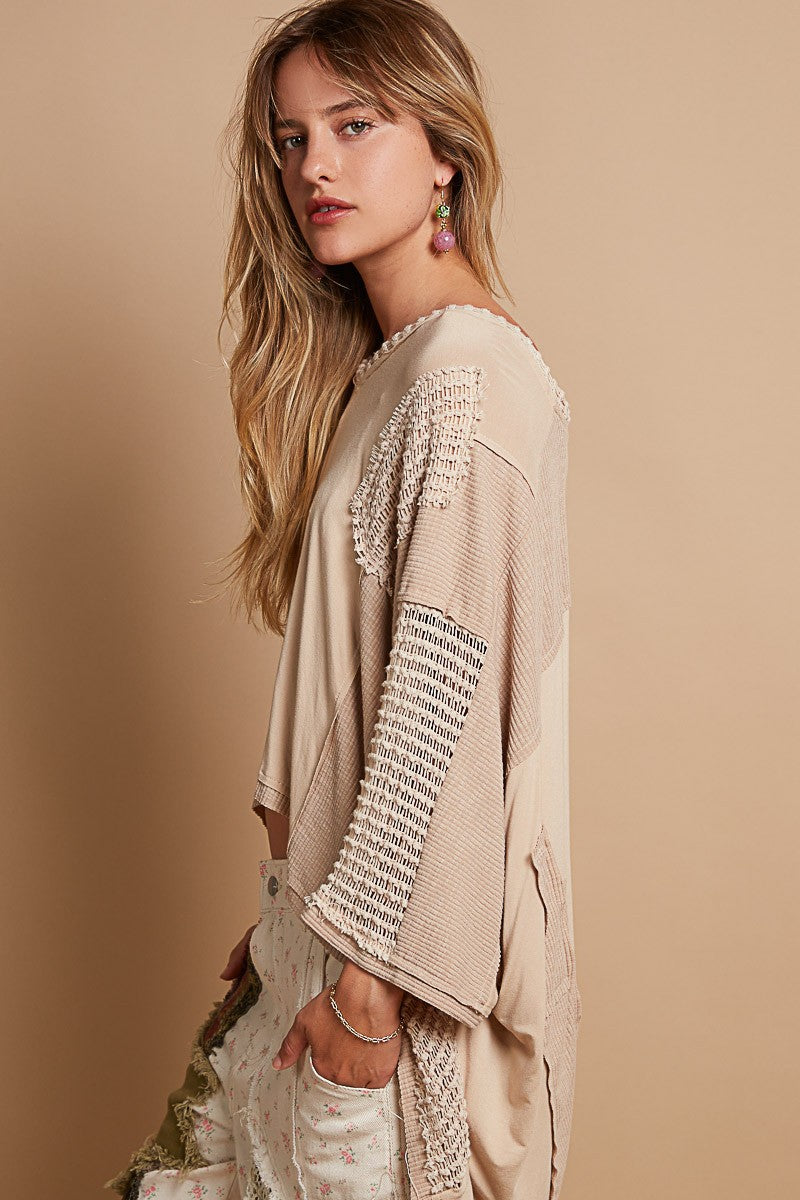 Marissa Oversized Hi-Low Boho Top | Latte