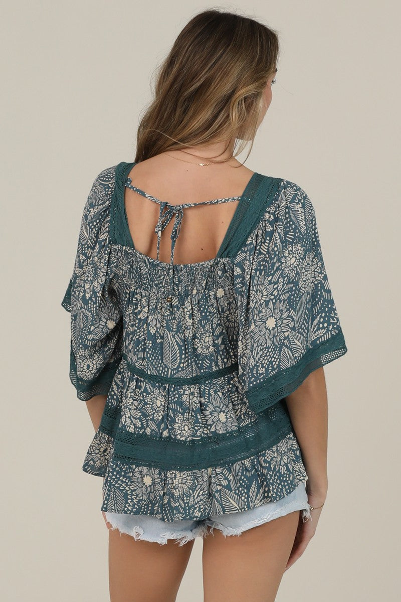 Marlowe Floral Blouse | Teal