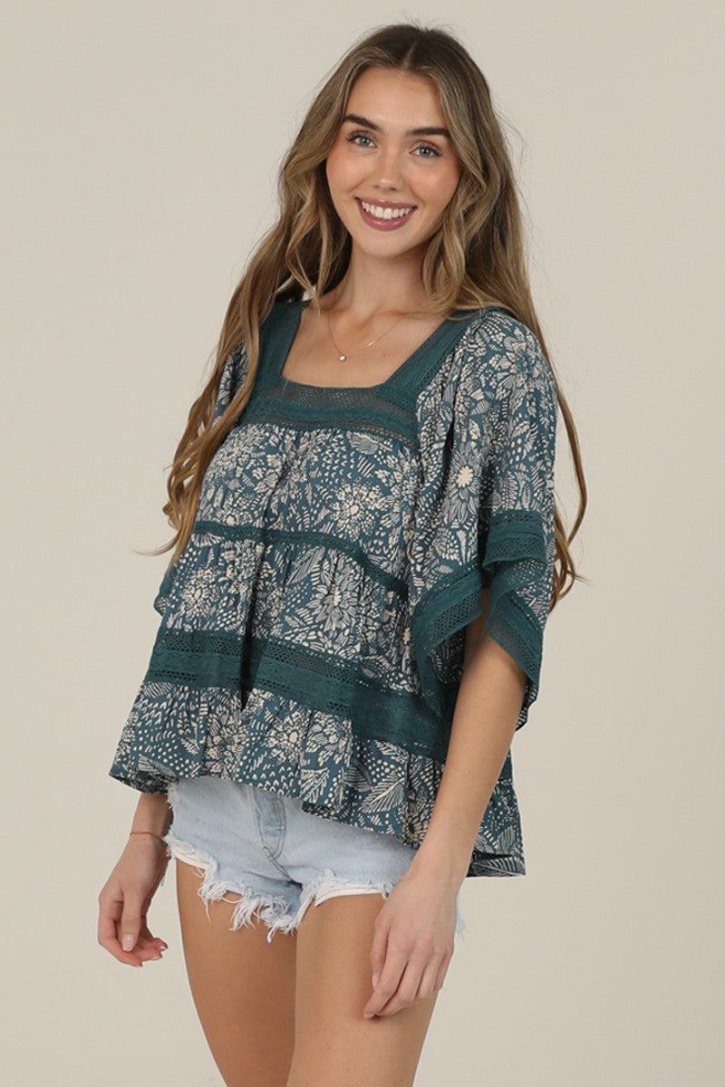 Marlowe Floral Blouse | Teal