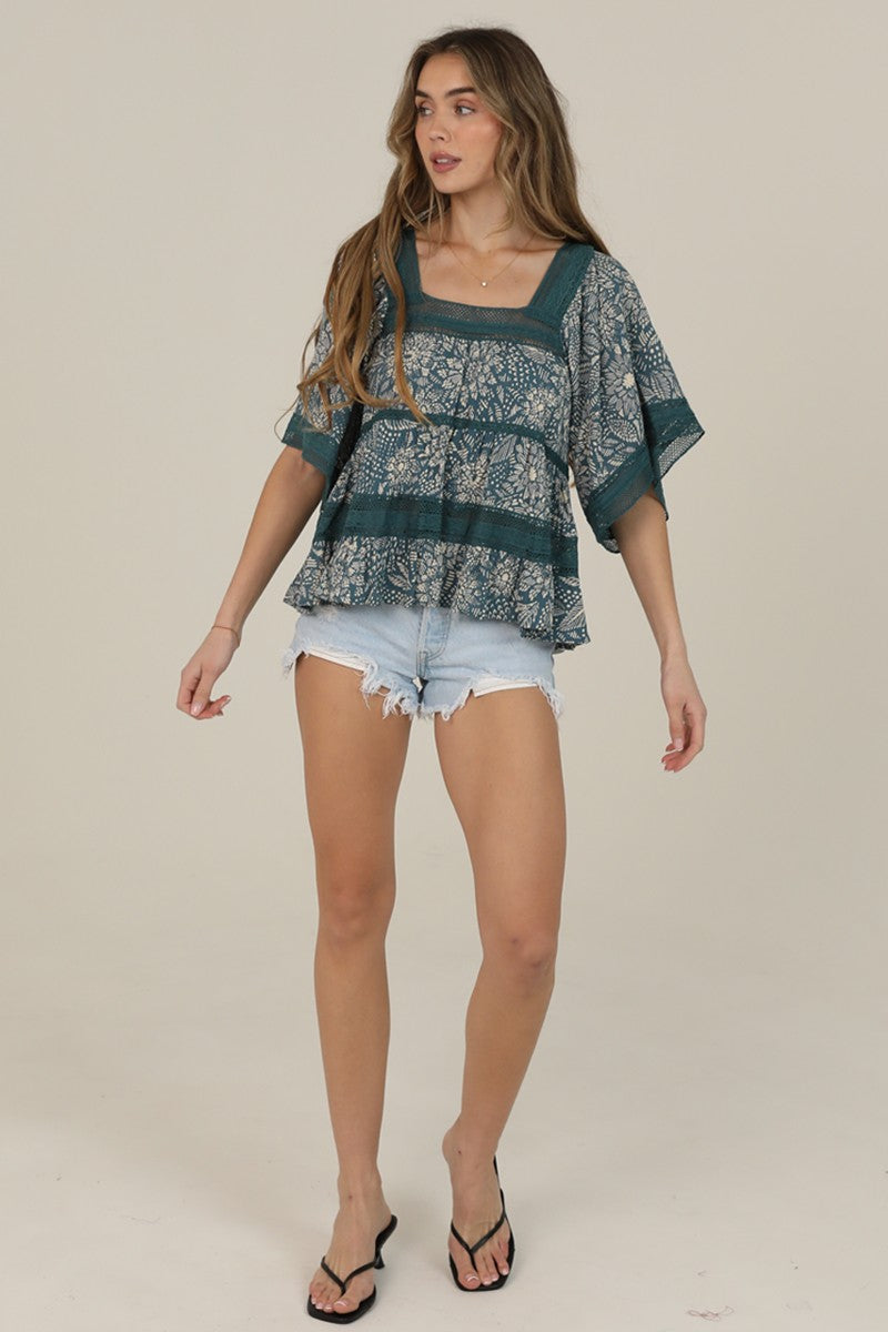 Marlowe Floral Blouse | Teal