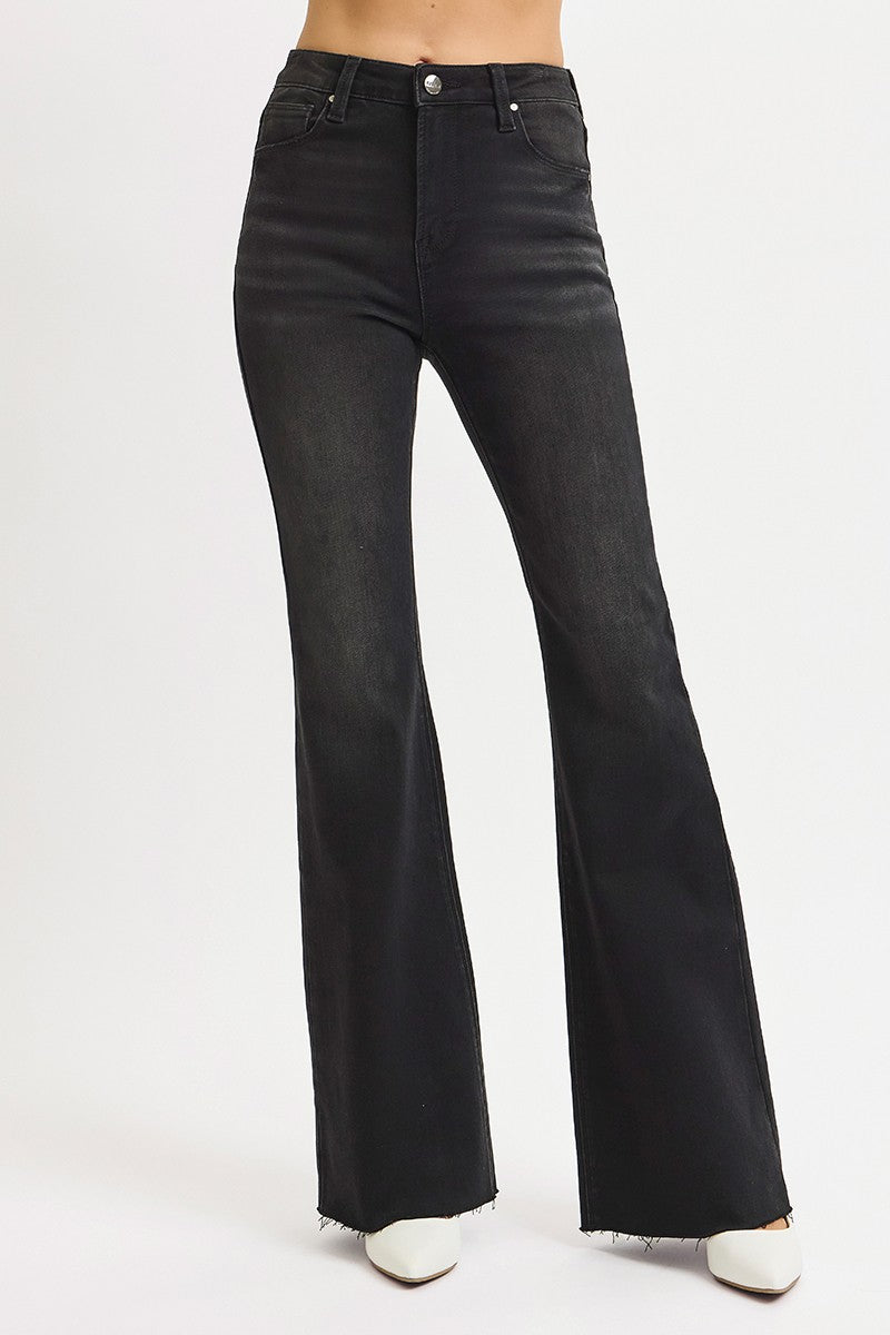 Matthew Risen High Rise Raw Cut Flare | Black