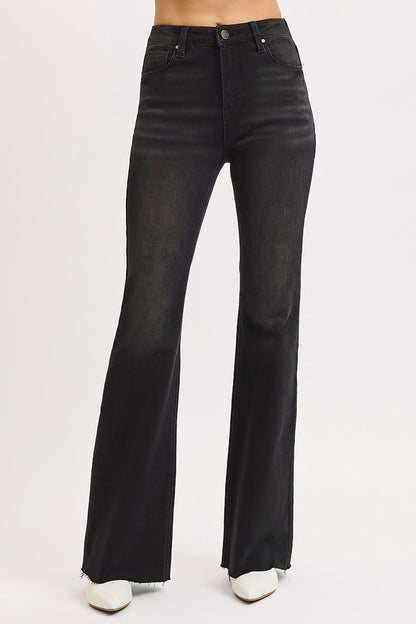 Matthew Risen High Rise Raw Cut Flare | Black