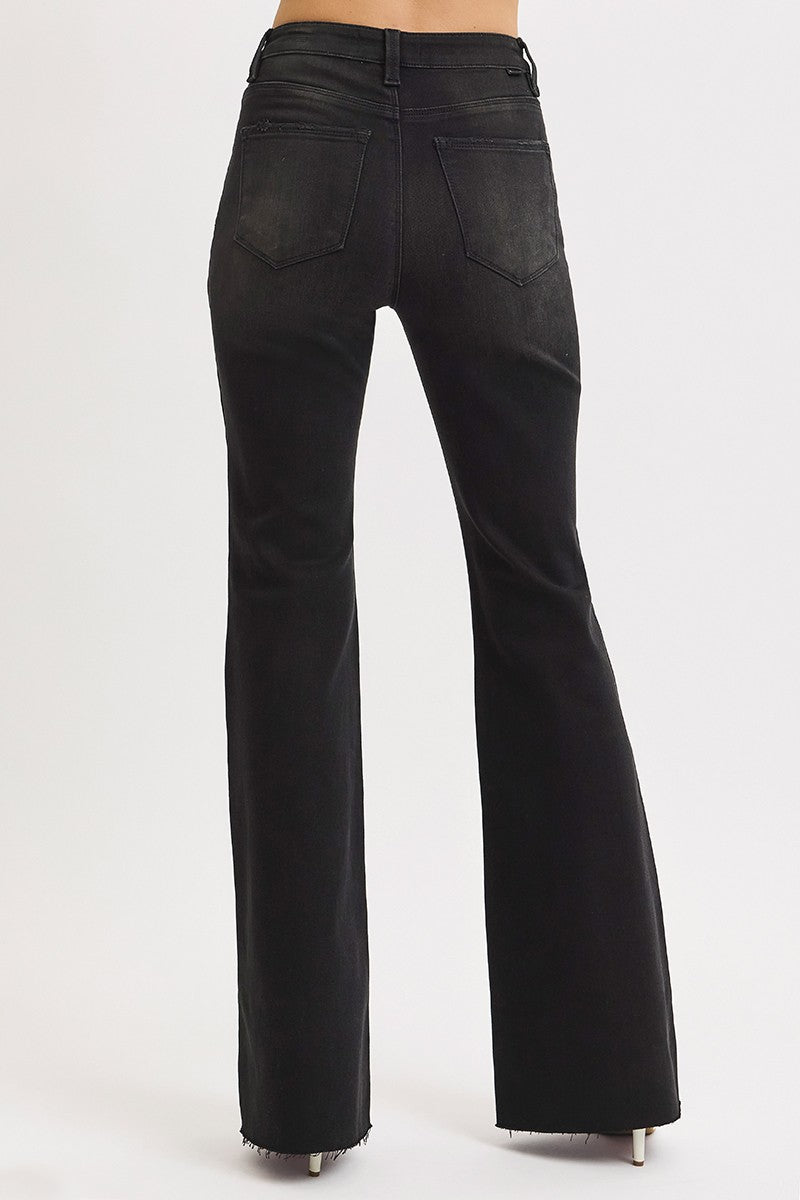 Matthew Risen High Rise Raw Cut Flare | Black