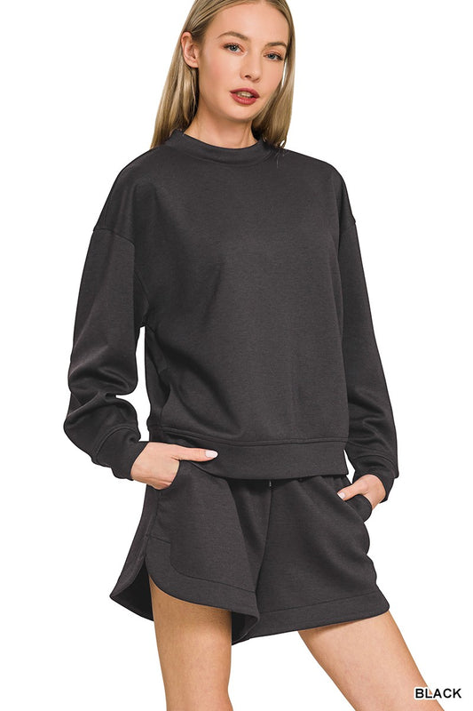 Melody Scuba Mock Neck Set | Black