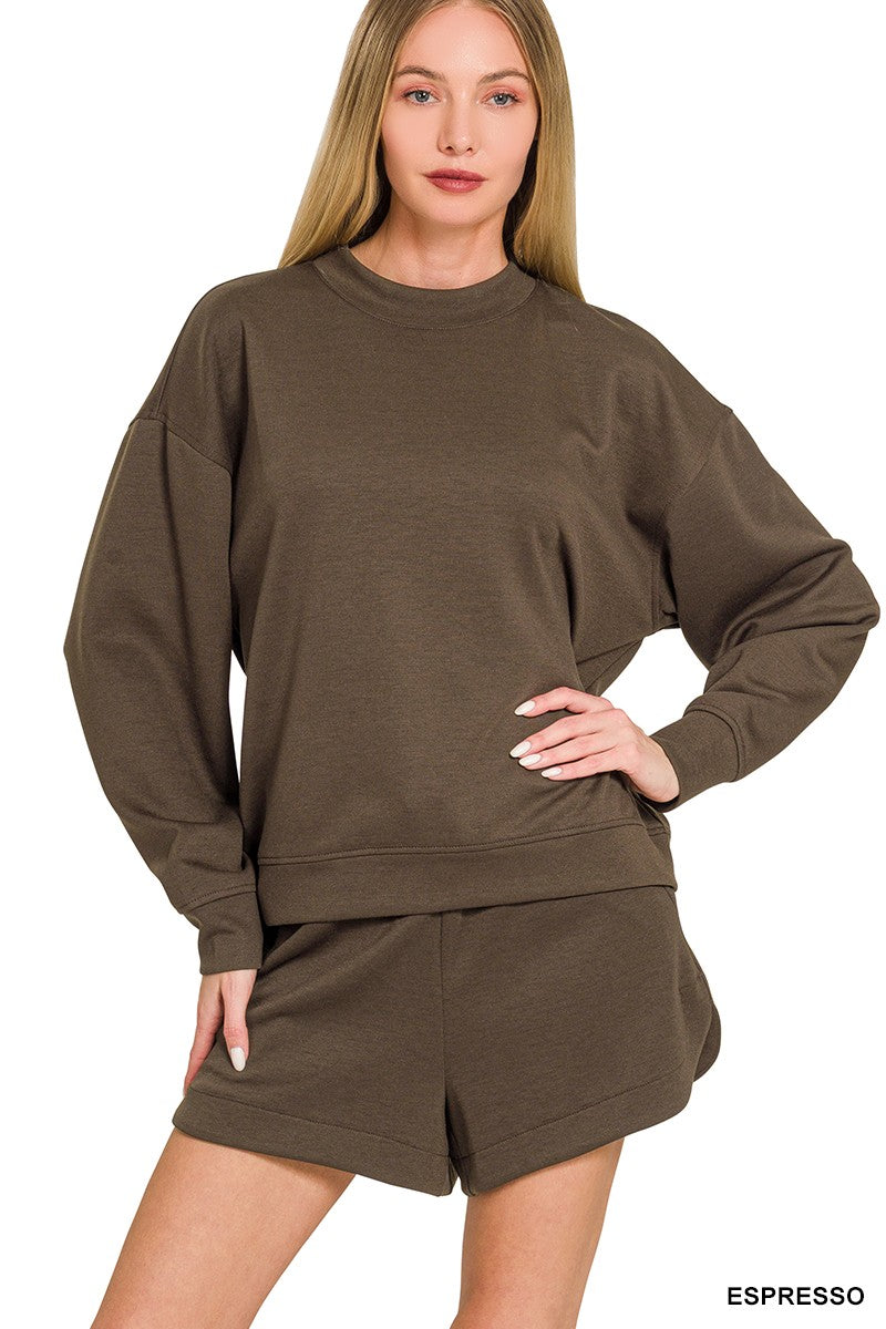 Melody Scuba Mock Neck Set | Espresso