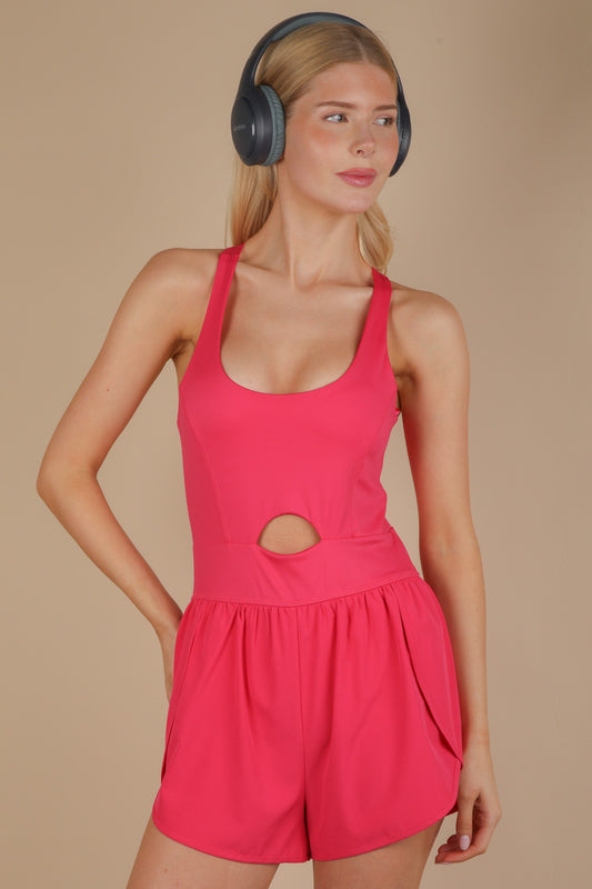 Mila Cutout Active Romper | Pink