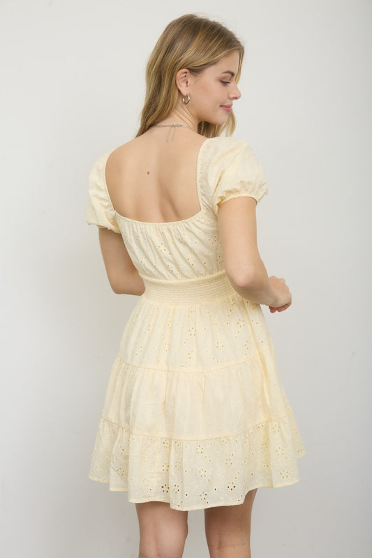 Millie Eyelet Midi Dress | Butter Yellow