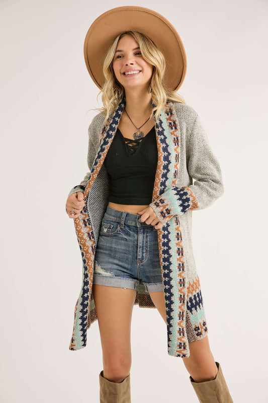 Monica Tribal Cardigan | Grey