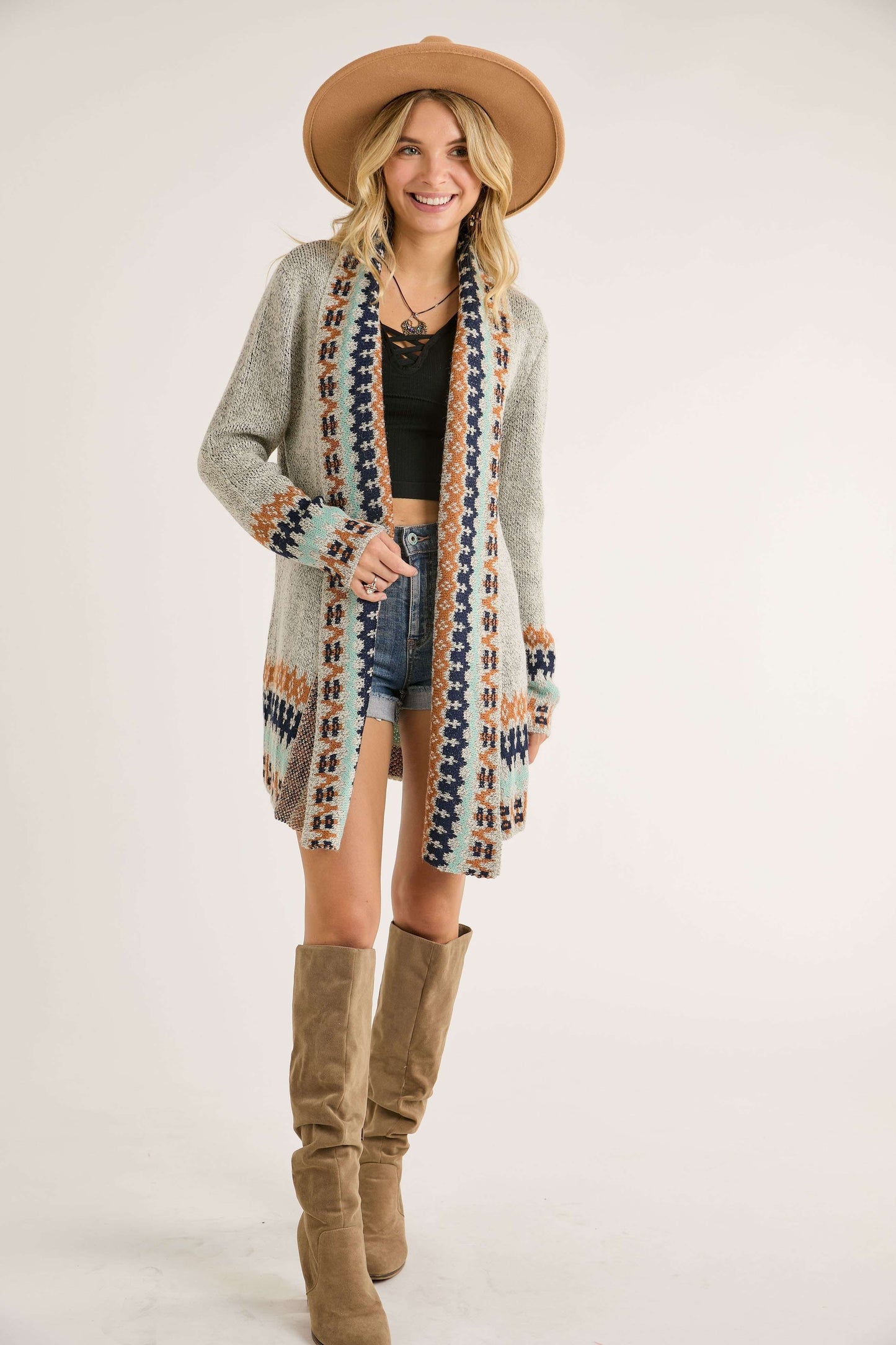 Monica Tribal Cardigan | Grey