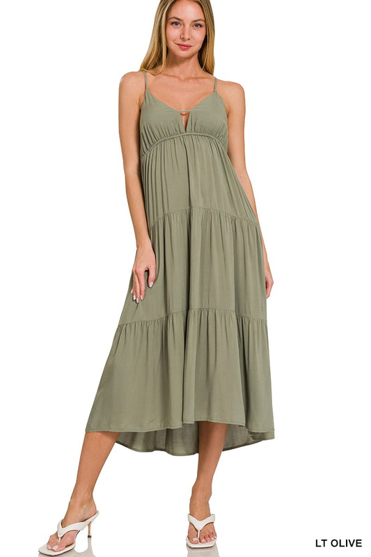 Noah Tiered Midi Dress | Olive
