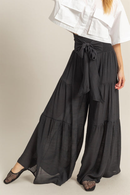 Paige Front Tie Palazzo Pants | Black