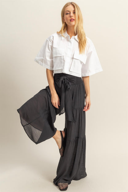 Paige Front Tie Palazzo Pants | Black