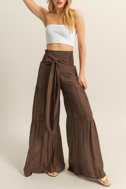 Paige Front Tie Palazzo Pants | Brown