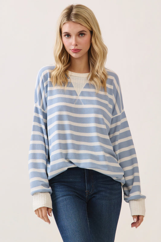 Peyton Striped Pullover | Blue