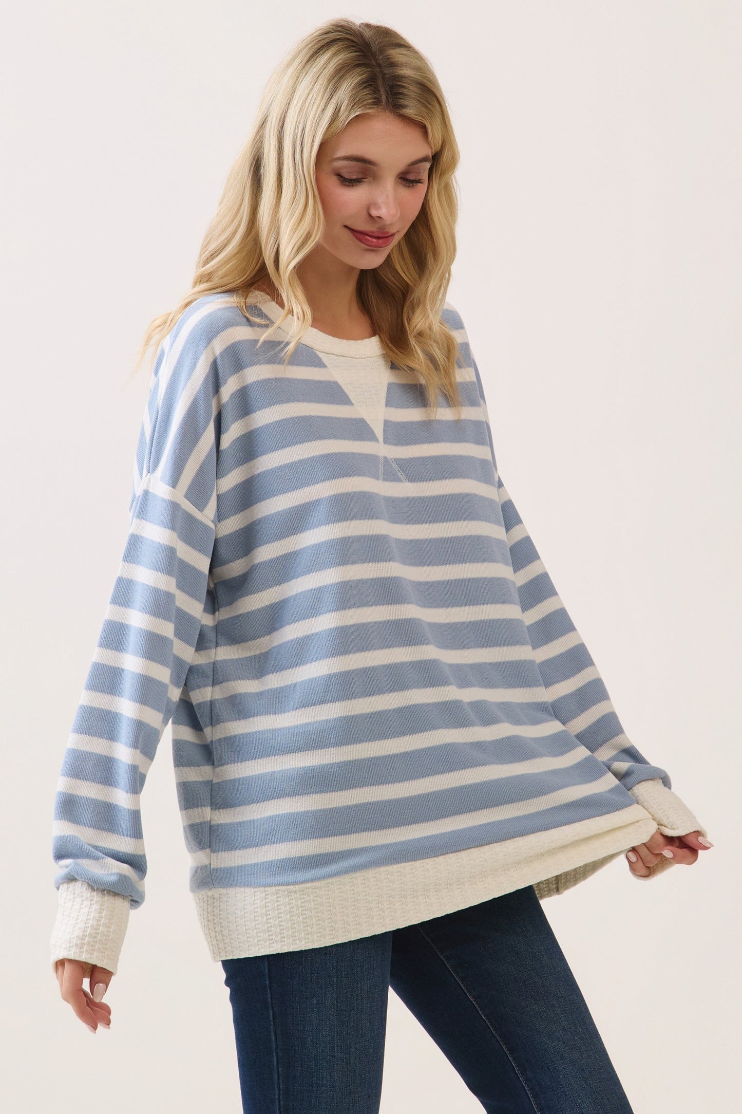Peyton Striped Pullover | Blue