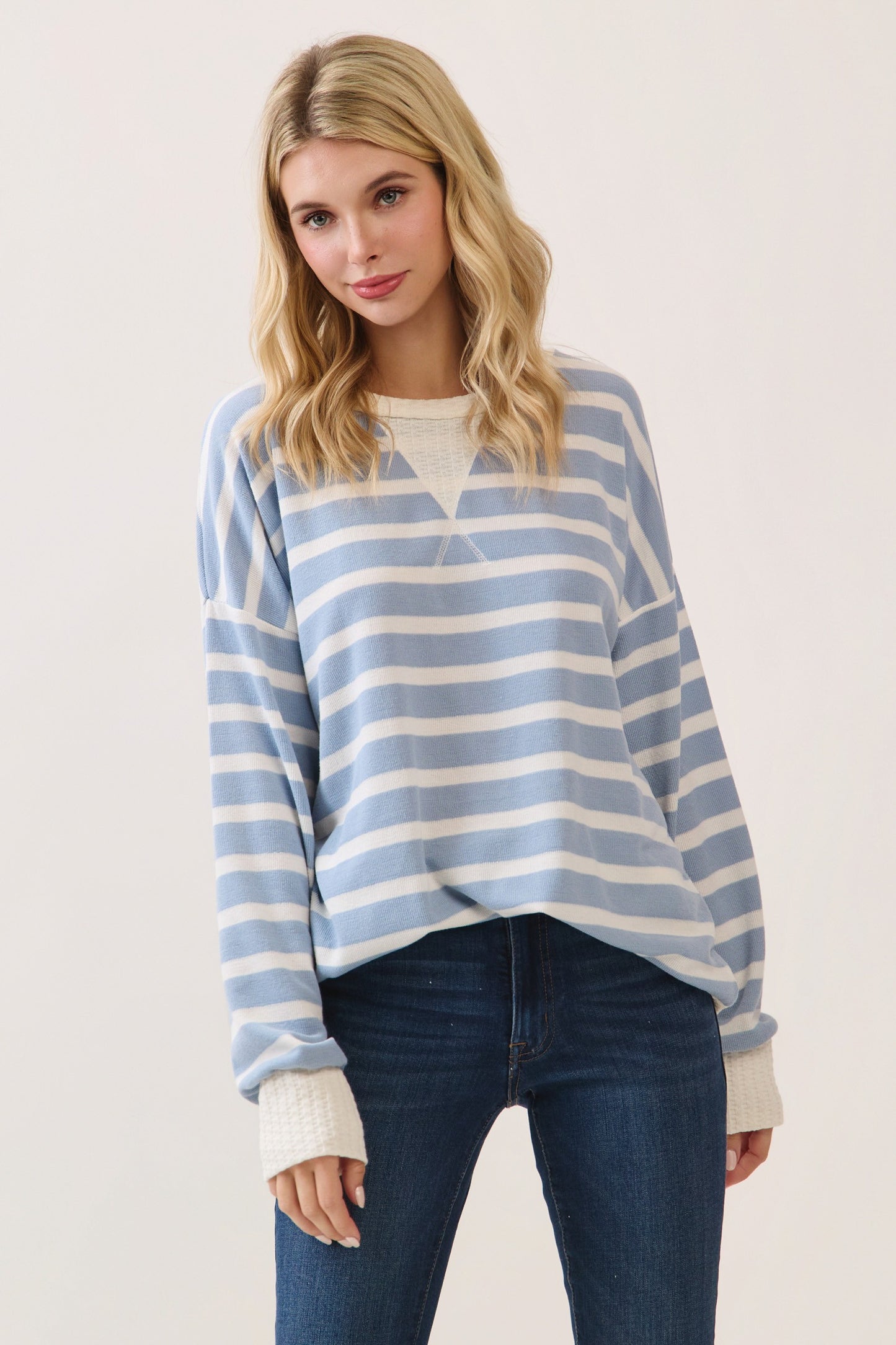 Peyton Striped Pullover | Blue