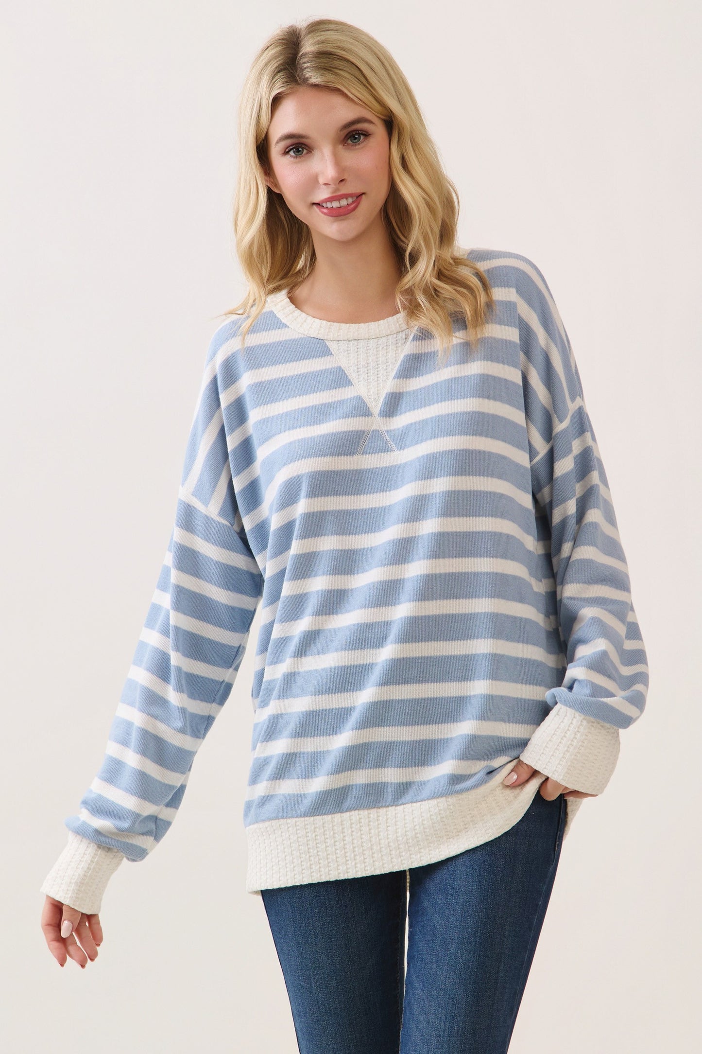 Peyton Striped Pullover | Blue