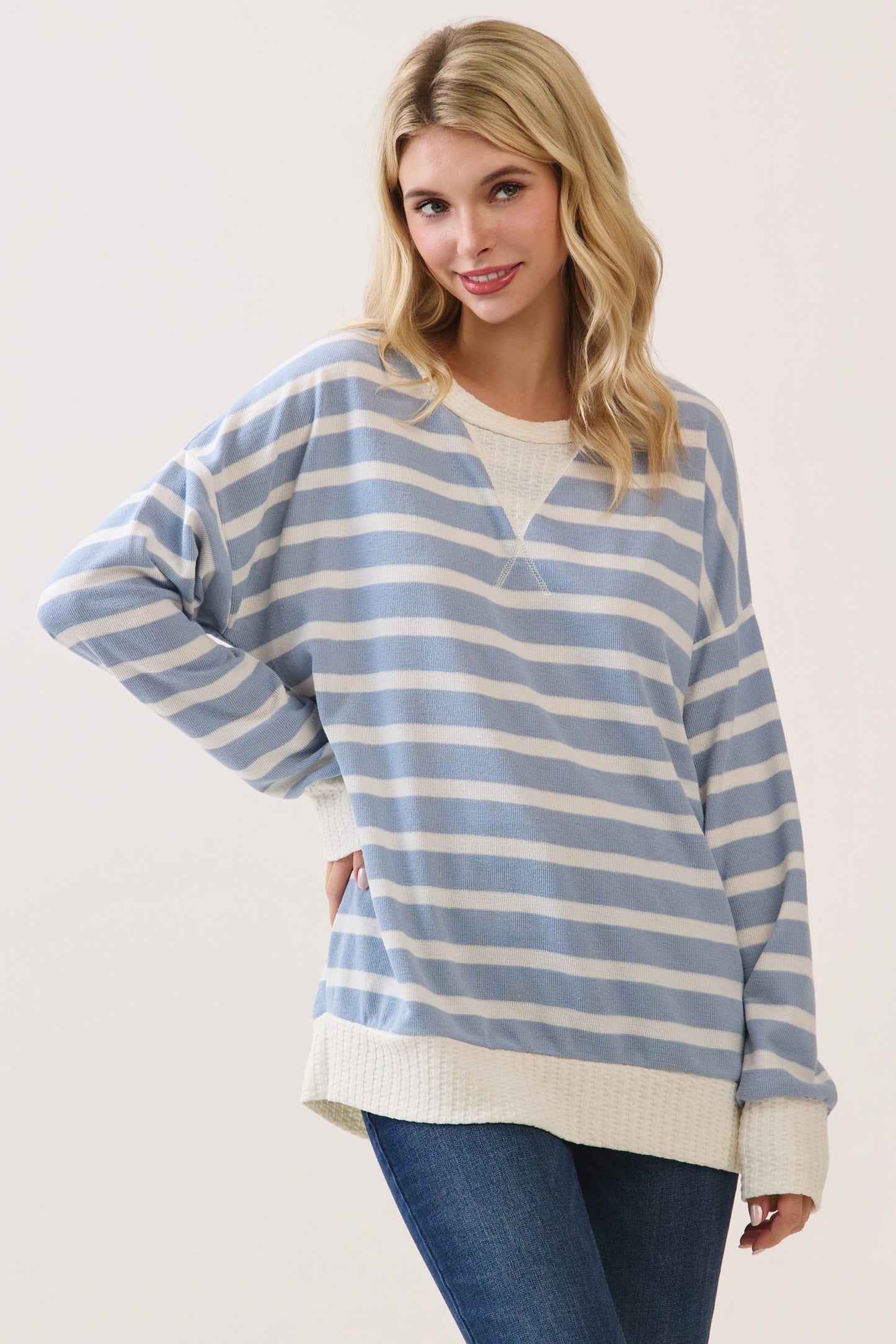 Peyton Striped Pullover | Blue