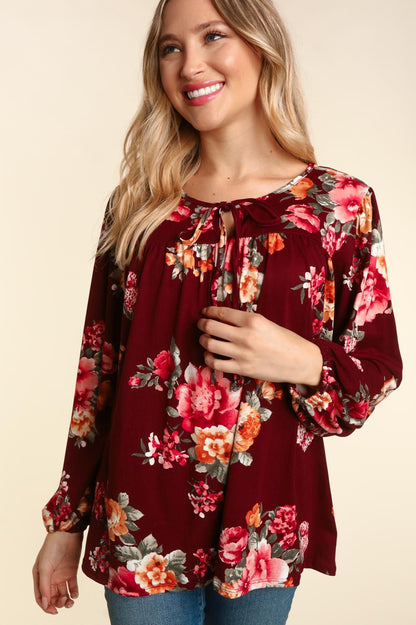 Polly Floral Long Sleeve | Burgundy