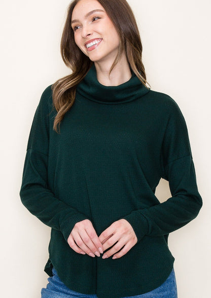 Quinn Slouchy Cowl Neck Long Sleeve | Hunter Green