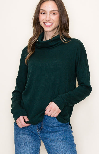 Quinn Slouchy Cowl Neck Long Sleeve | Hunter Green