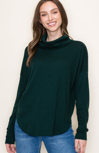 Quinn Slouchy Cowl Neck Long Sleeve | Hunter Green