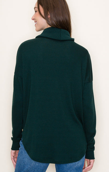 Quinn Slouchy Cowl Neck Long Sleeve | Hunter Green