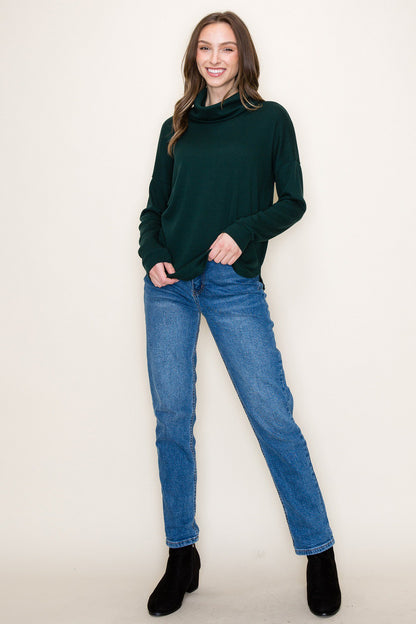 Quinn Slouchy Cowl Neck Long Sleeve | Hunter Green