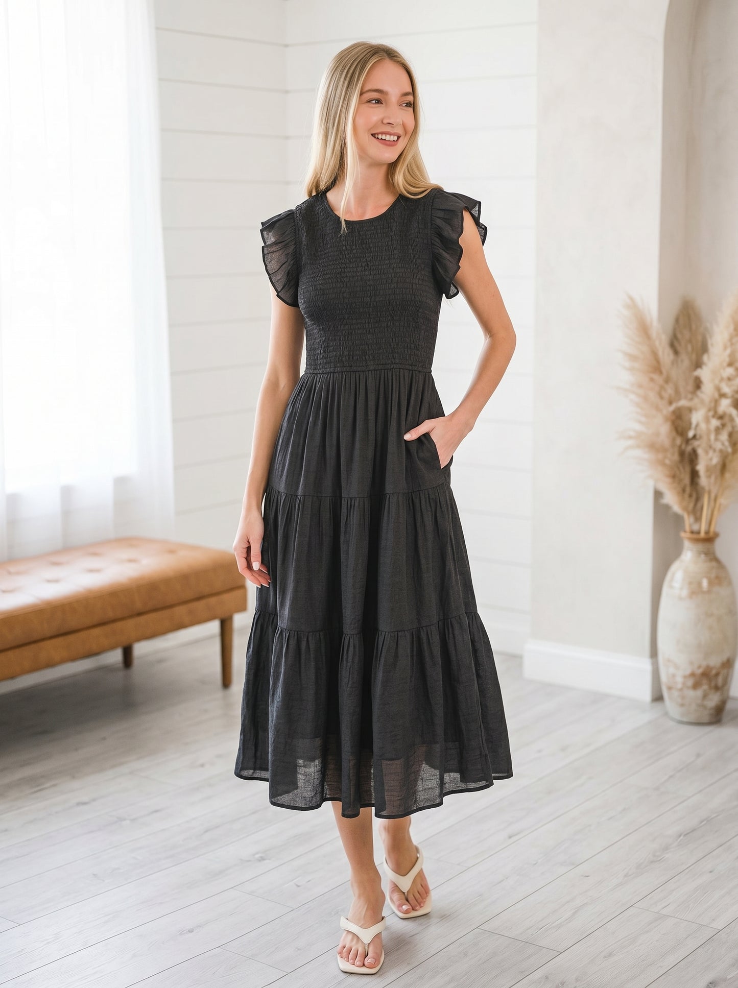 Rayanne Smocked Dress | Black