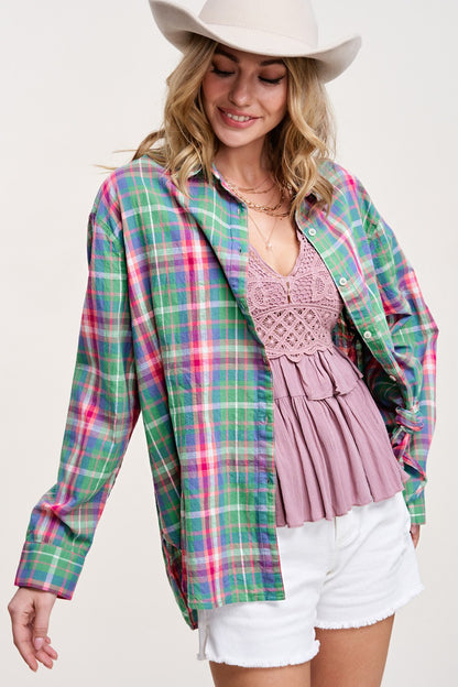 Riley Spring Plaid Button Down | Green