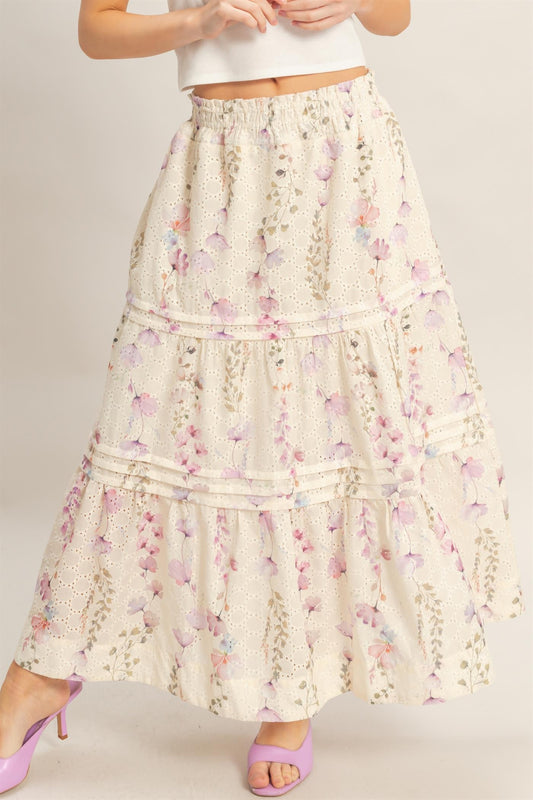 Romy Floral Maxi Skirt | Yellow