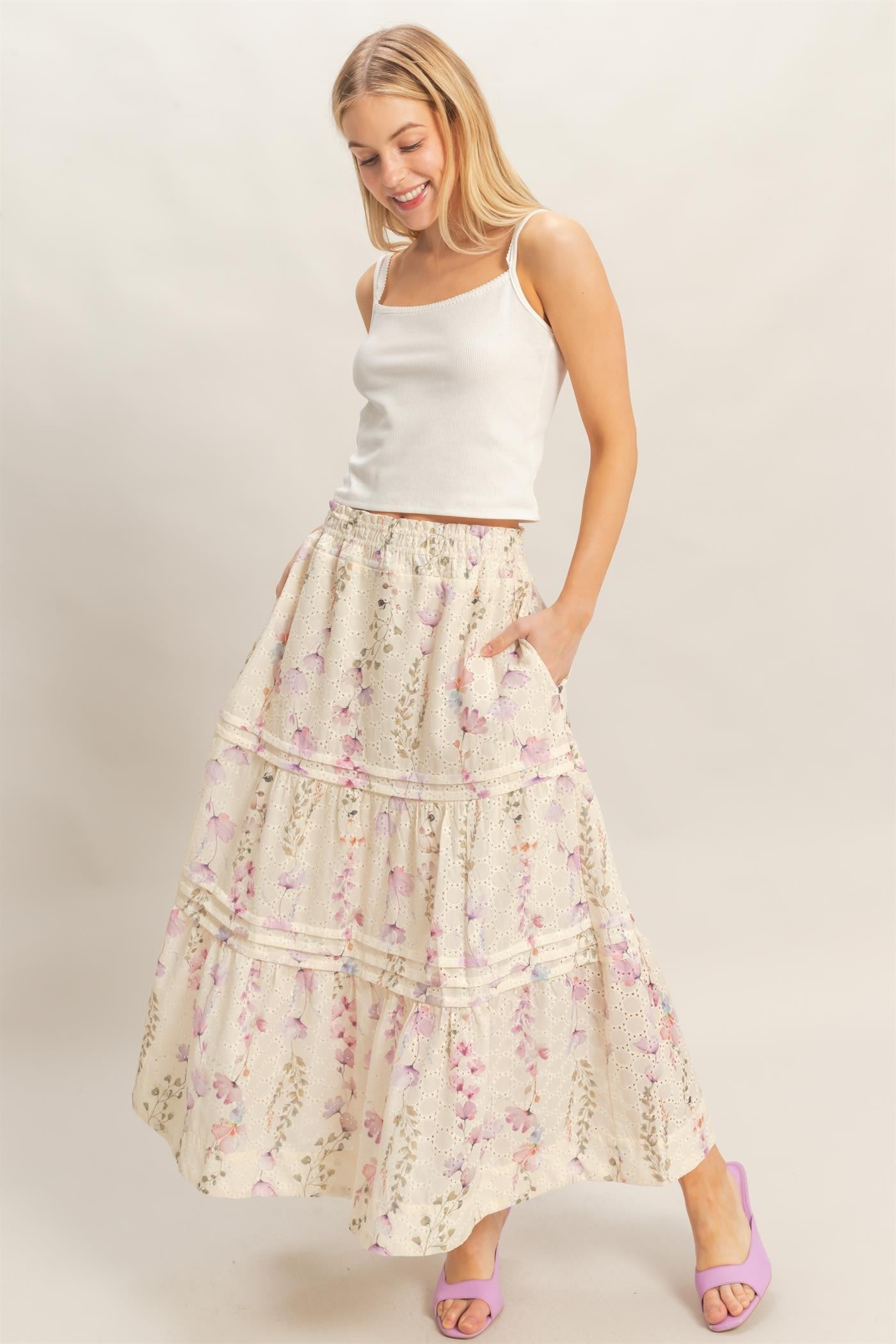 Romy Floral Maxi Skirt | Yellow