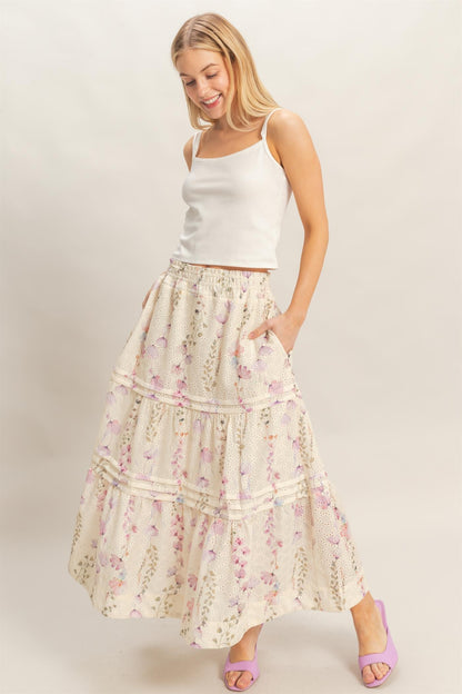 Romy Floral Maxi Skirt | Yellow