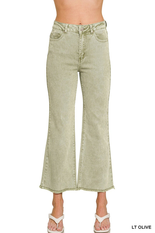 Ruby Acid Wash Bootcut Jeans | Light Olive