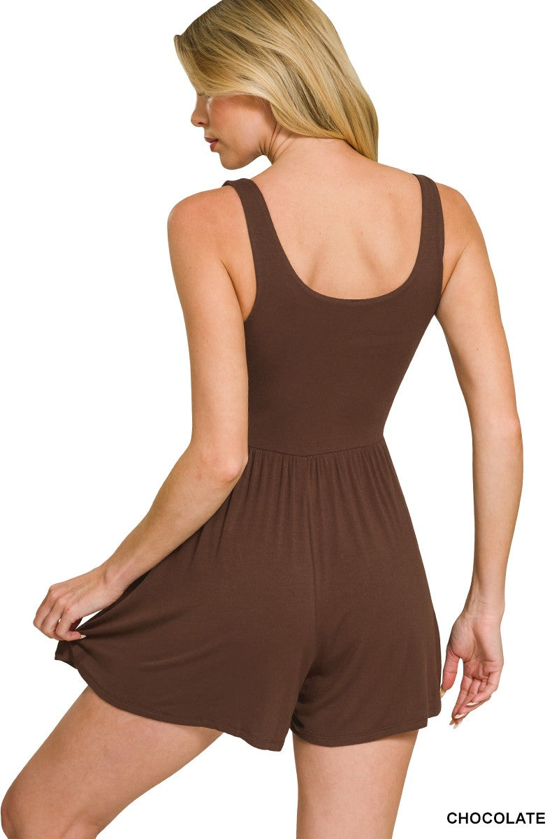 Runa Tank Romper | Chocolate