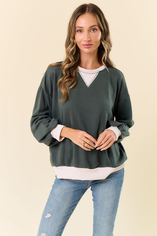 Sara Pullover Sweatshirt | Dk Olive