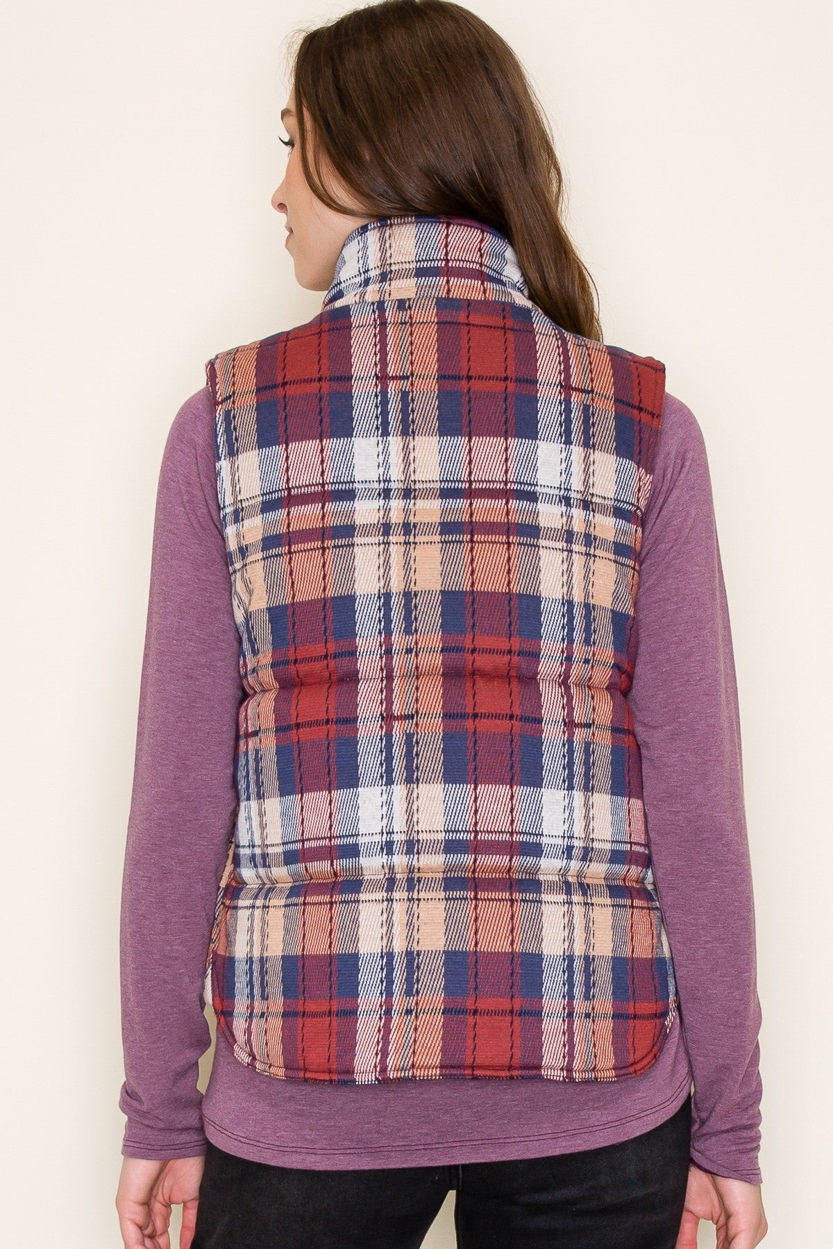 Scarlett Jacquard Plaid Padded Vest