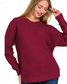 Emma Hi-Low Waffle Sweater | Cabernet