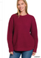 Emma Hi-Low Waffle Sweater | Cabernet