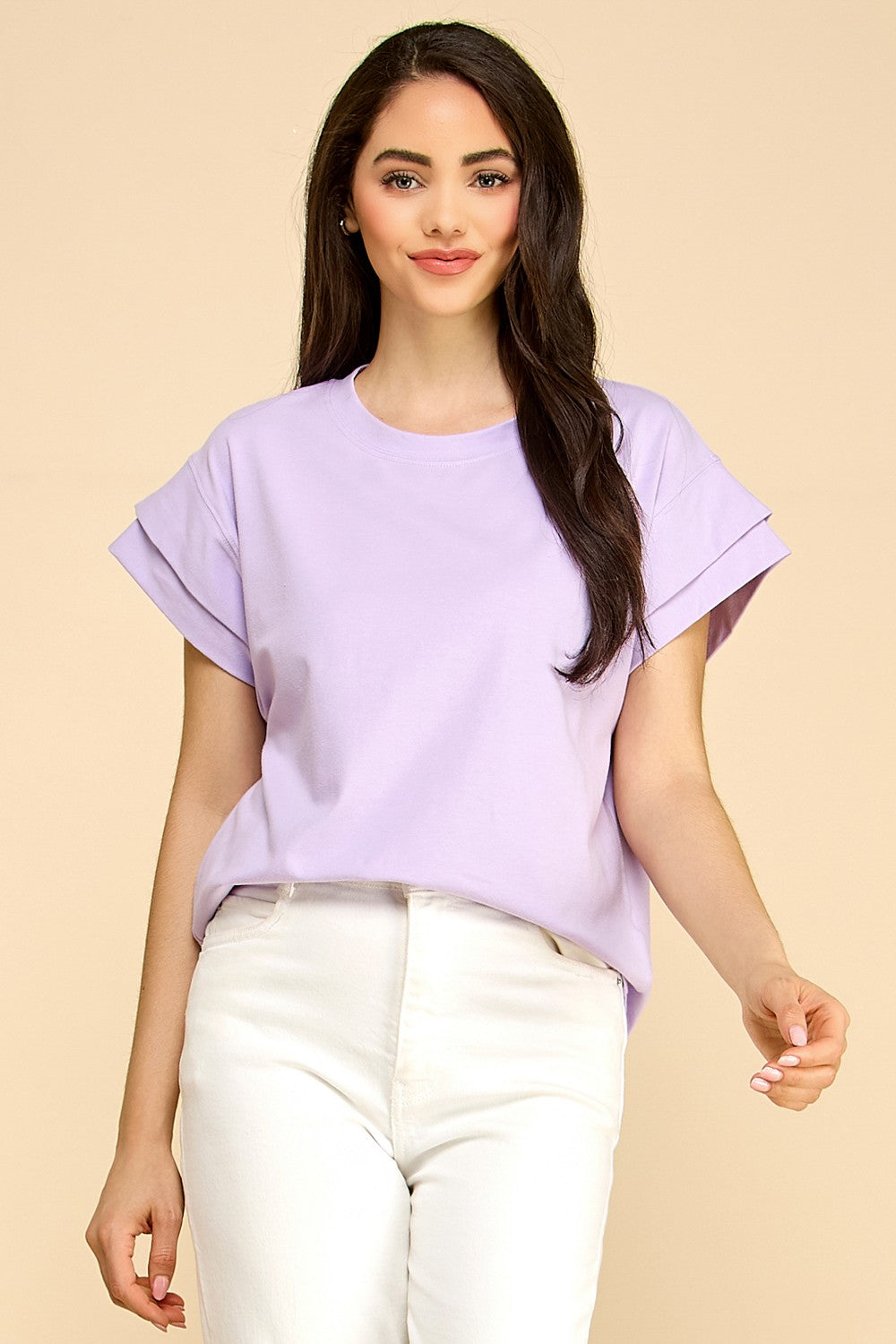 Shiloh Cuffed Sleeve Tee | Lavender