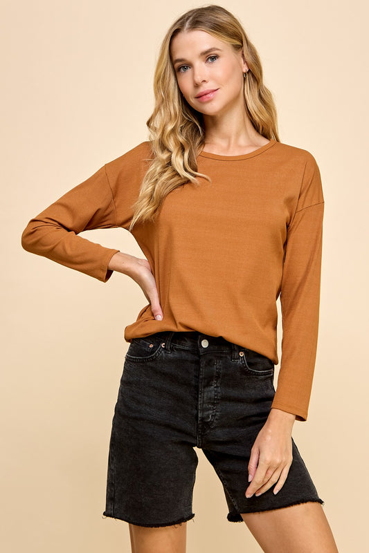 Sierra Ribbed Long Sleeve | Camel