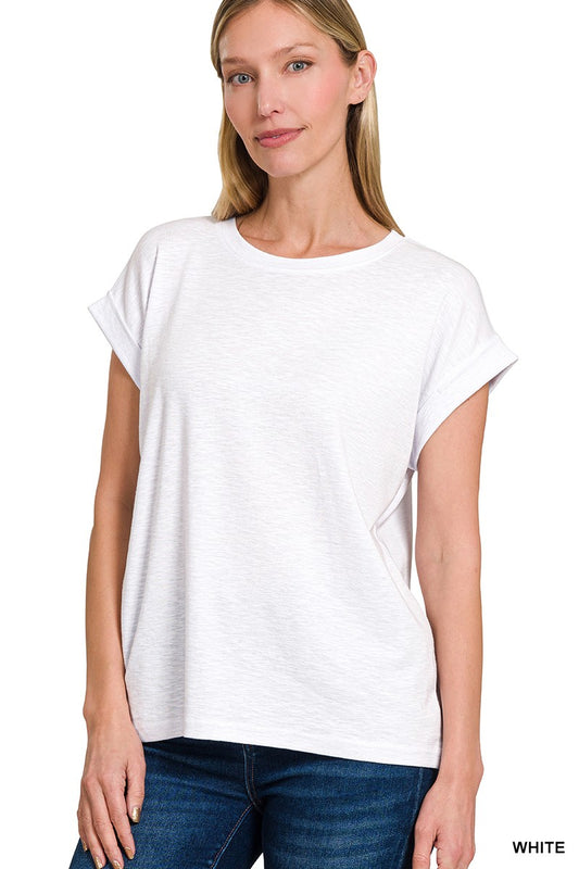 Sutton Rolled Sleeve Tee | White