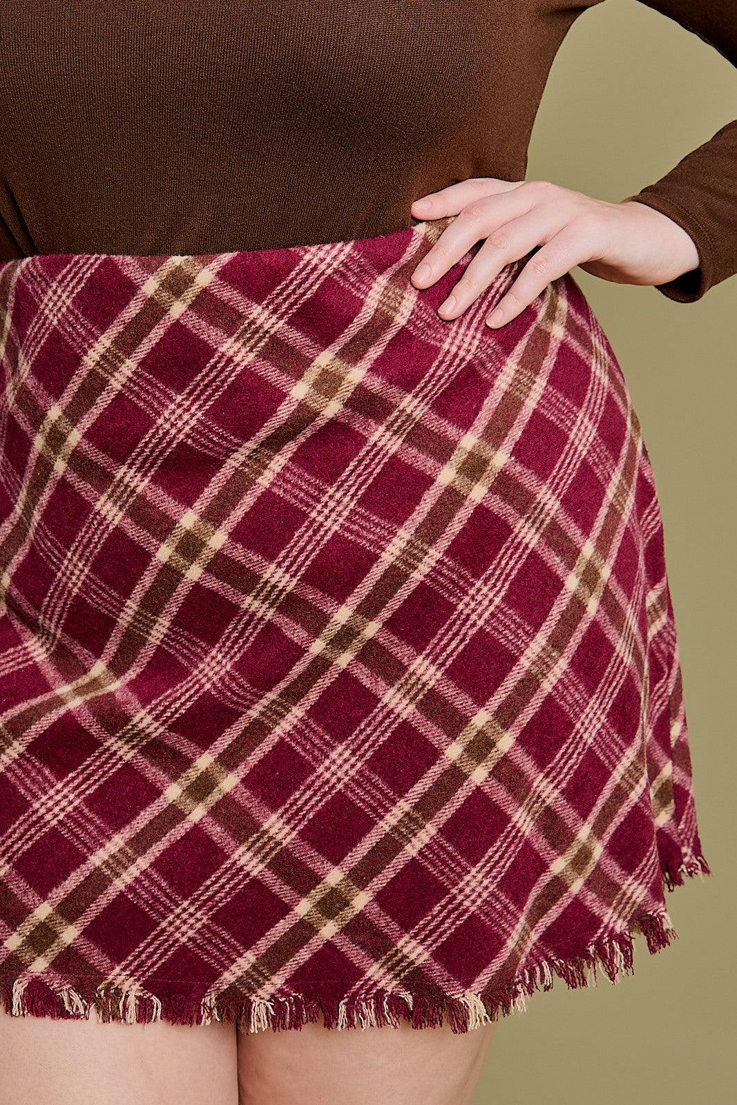 Teagan Plaid Mini Skirt | Burgundy