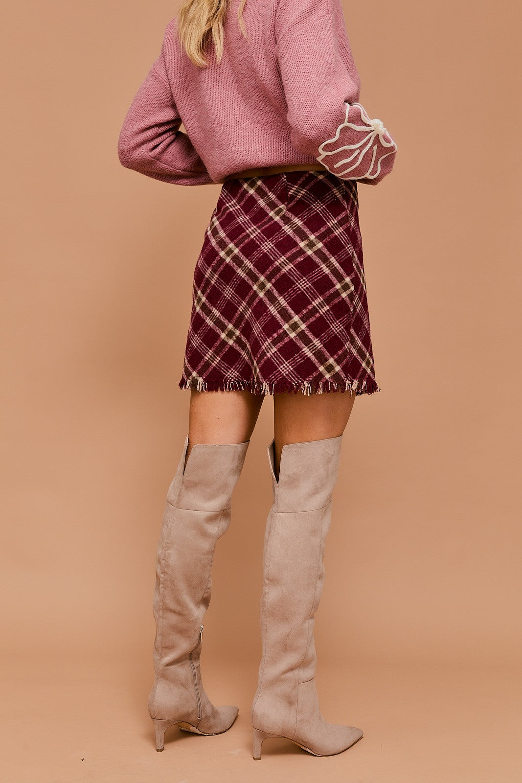 Teagan Plaid Mini Skirt | Burgundy