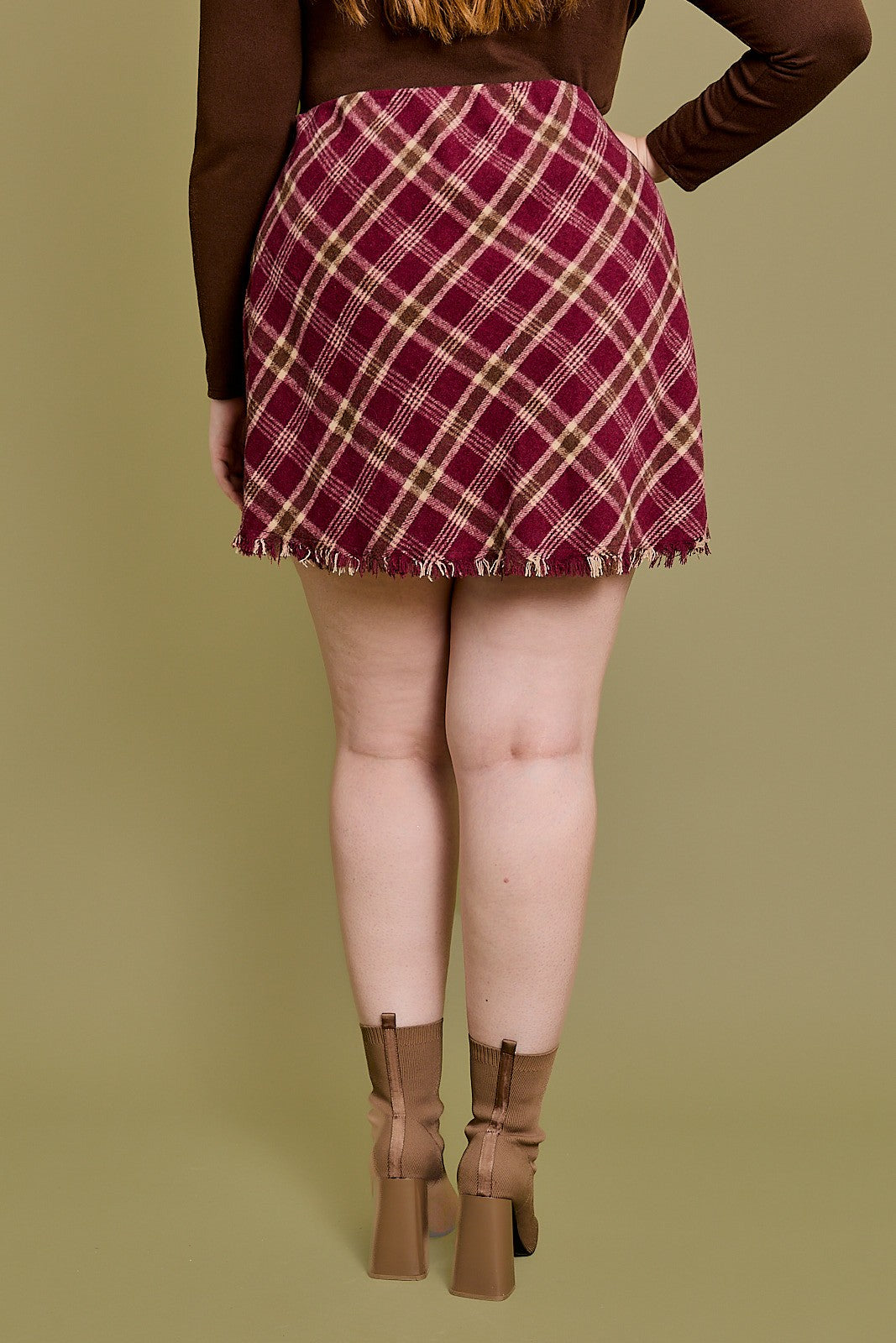 Teagan Plaid Mini Skirt | Burgundy