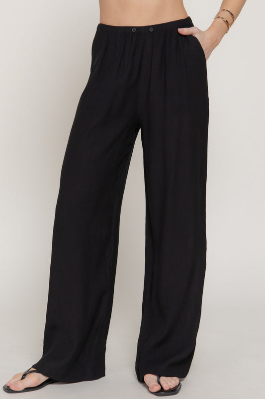 Thea Crinkle Woven Pants | Black