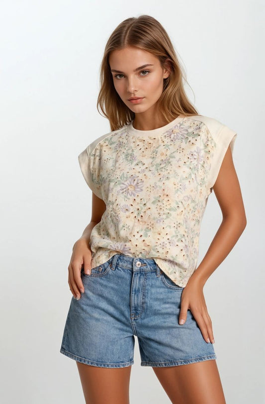 Tia Floral Embroidery Top | Butter