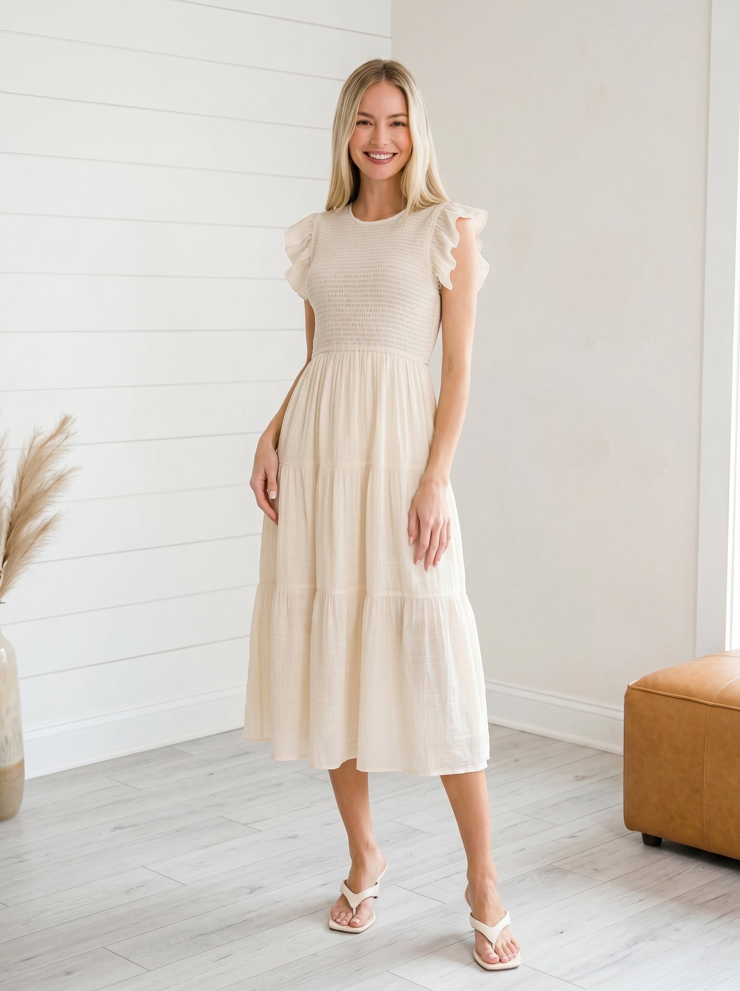 Rayanne Smocked Dress | Cream