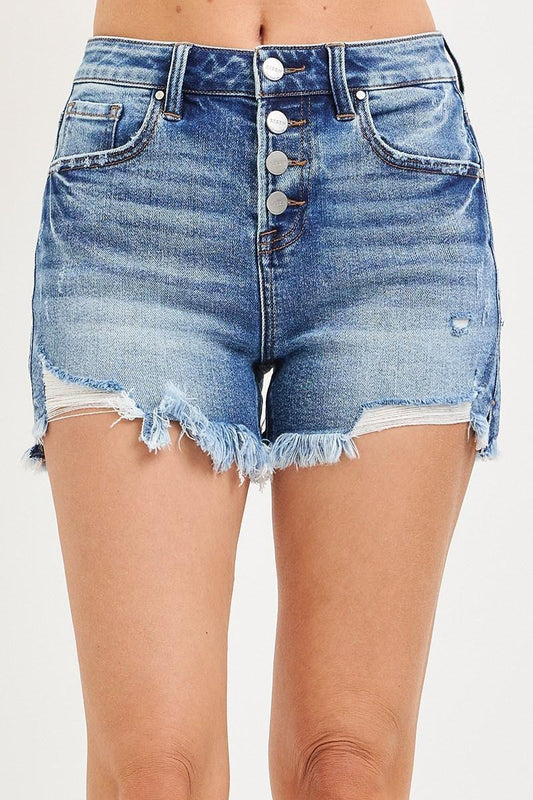 Vada Risen 5 Button Denim Shorts | Medium