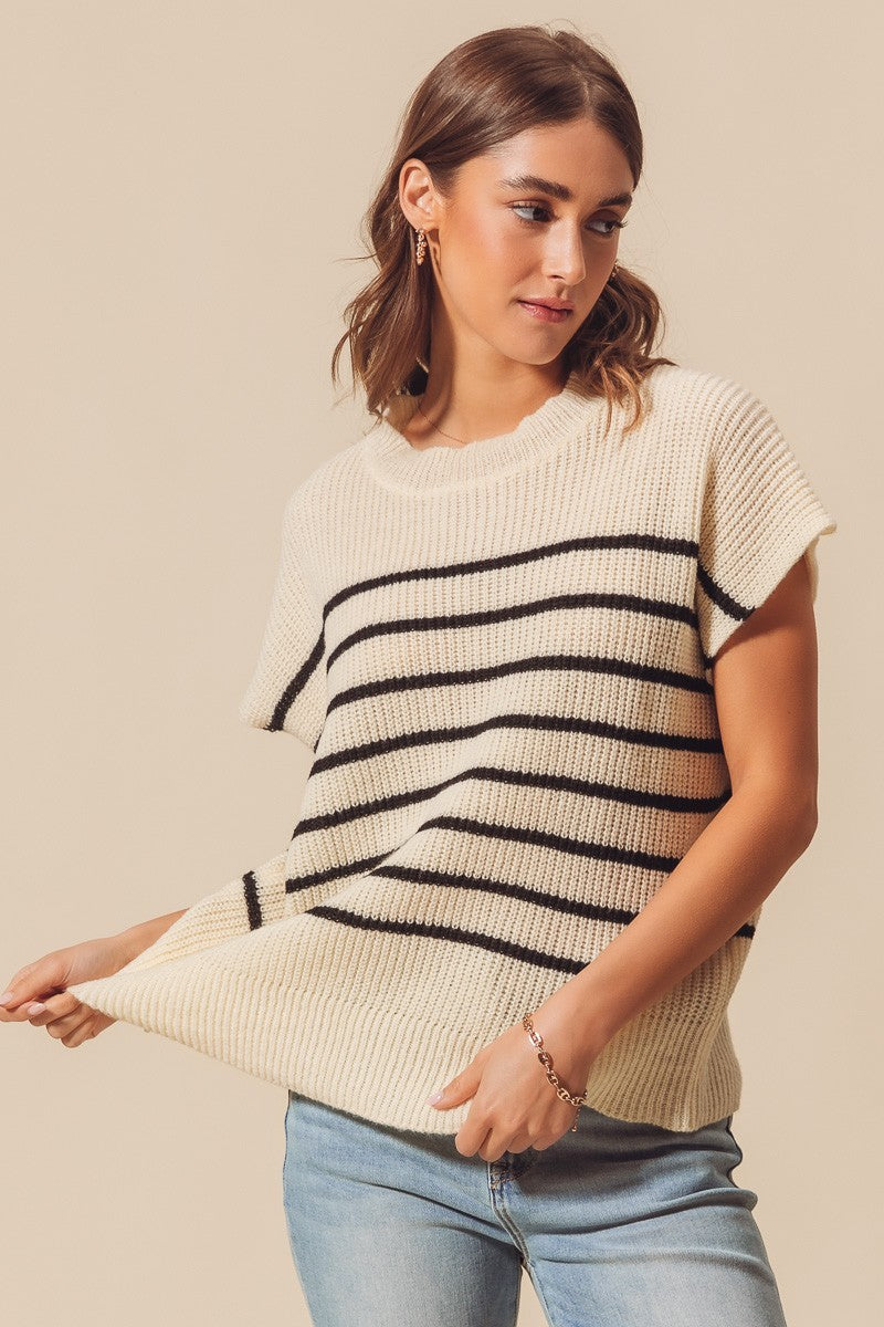 Veda Striped Sweater Vest | Ivory